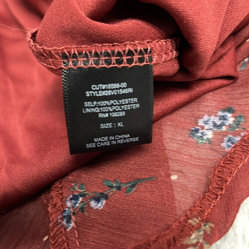 Trixxi Burgundy Long Sleeve Floral Dress XL - Picture 9 of 11